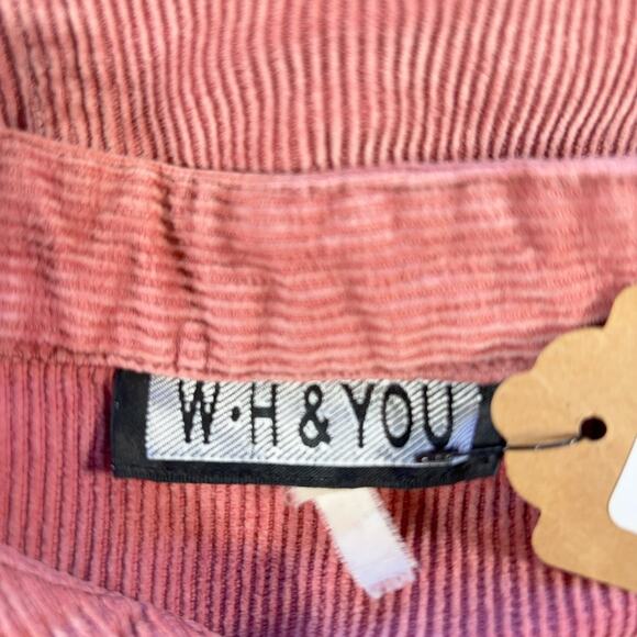 W H & YOU Pink Corduroy Jumper Dress Pinafore Size Medium Retro Unique Y2K - Picture 5 of 10